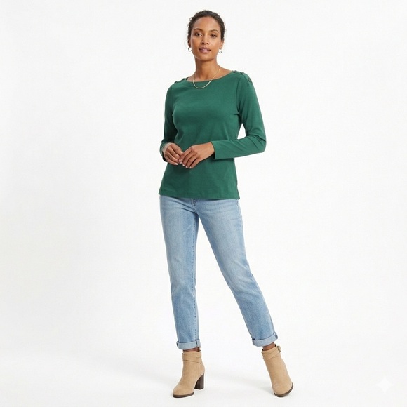 J. Jill Tops - J Jill  Top Blouse Womens XSmall Grenn Ponte Round Neck Long Sleeve Knit…